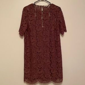 Aritzia silk slip dress w/ lace cover, dusty rose size S